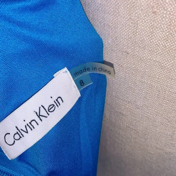 Calvin Klein Blue Floral Halter Maxi Dress 8 - Picture 5 of 7